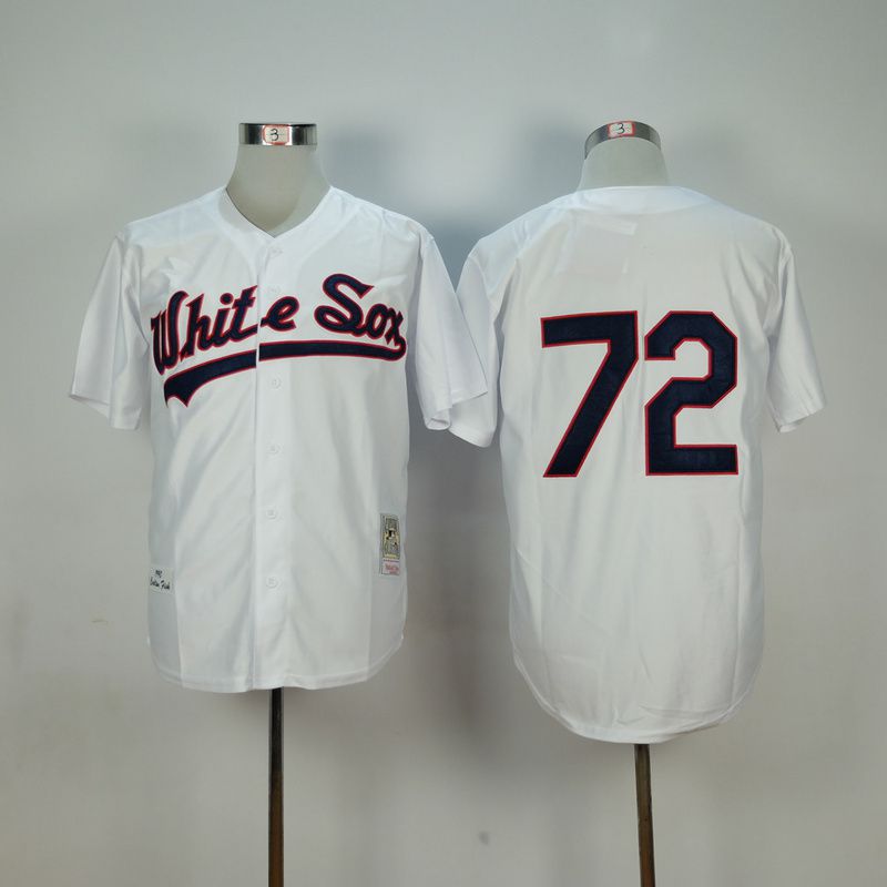 Men Chicago White Sox #72 Fisk White Throwback 1990 MLB Jerseys->chicago white sox->MLB Jersey
